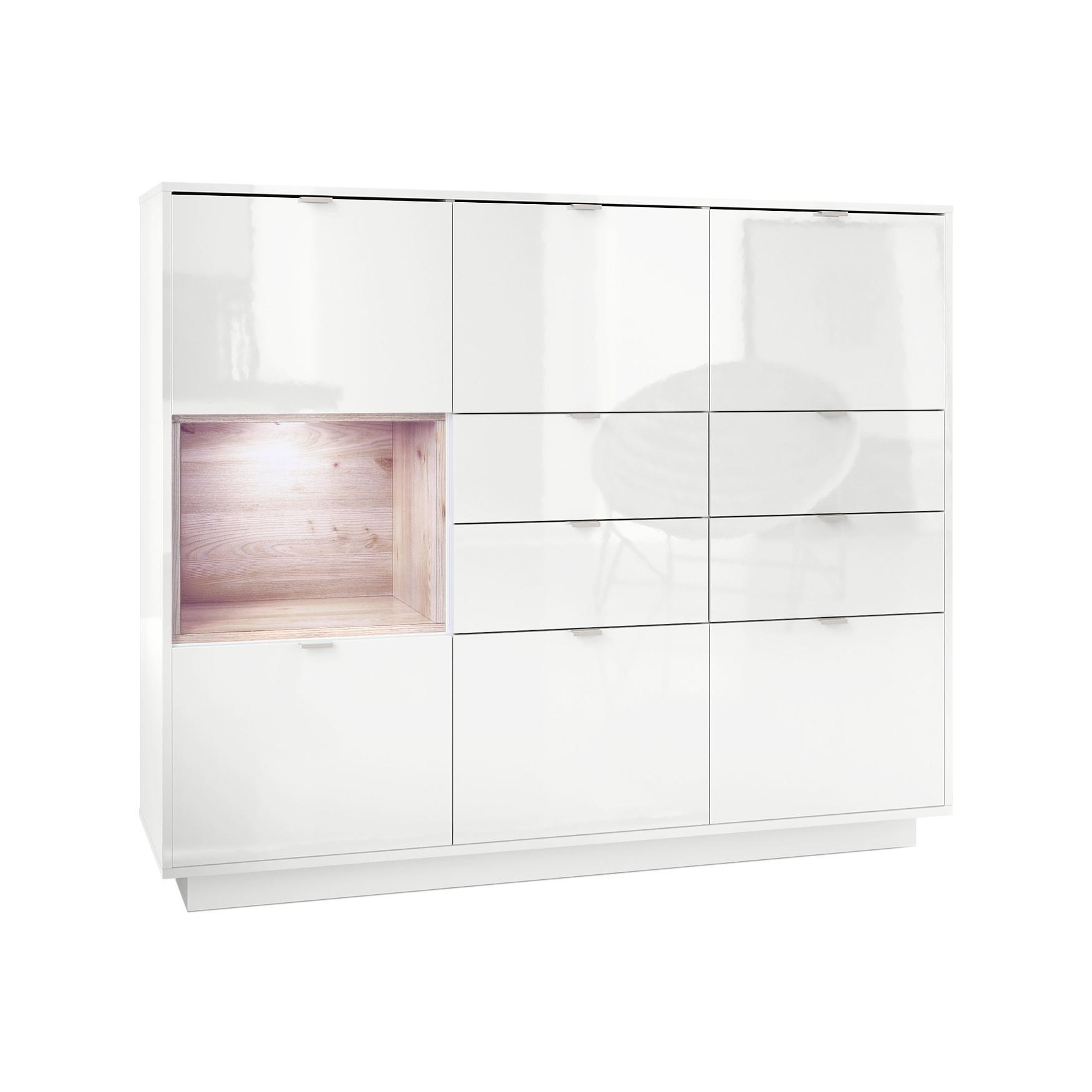 HIGHBOARD Metro Einsatz in Eiche Nordic - Silbereichenfarben, Holzwerkstoff (153/123/38cm) - Vladon