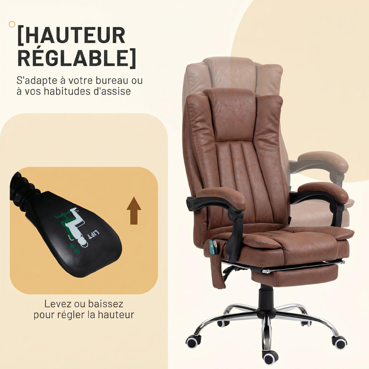 BÜROSTUHL Braun 62.0/67.0/120.0 cm - Braun, Textil (67/120/62cm)