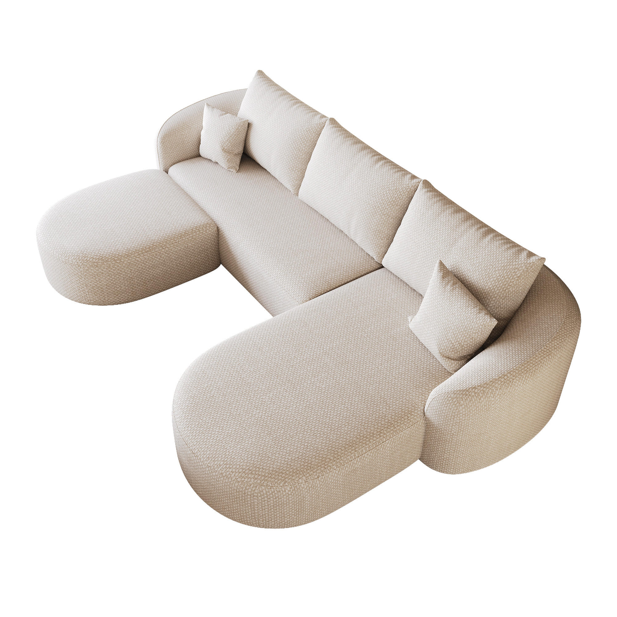 WOHNLANDSCHAFT DE-34817 U-Form 2-Sitzer Chaiselongue rechts Weiß - Weiß, Textil (168/85/336cm) - ComfortXL