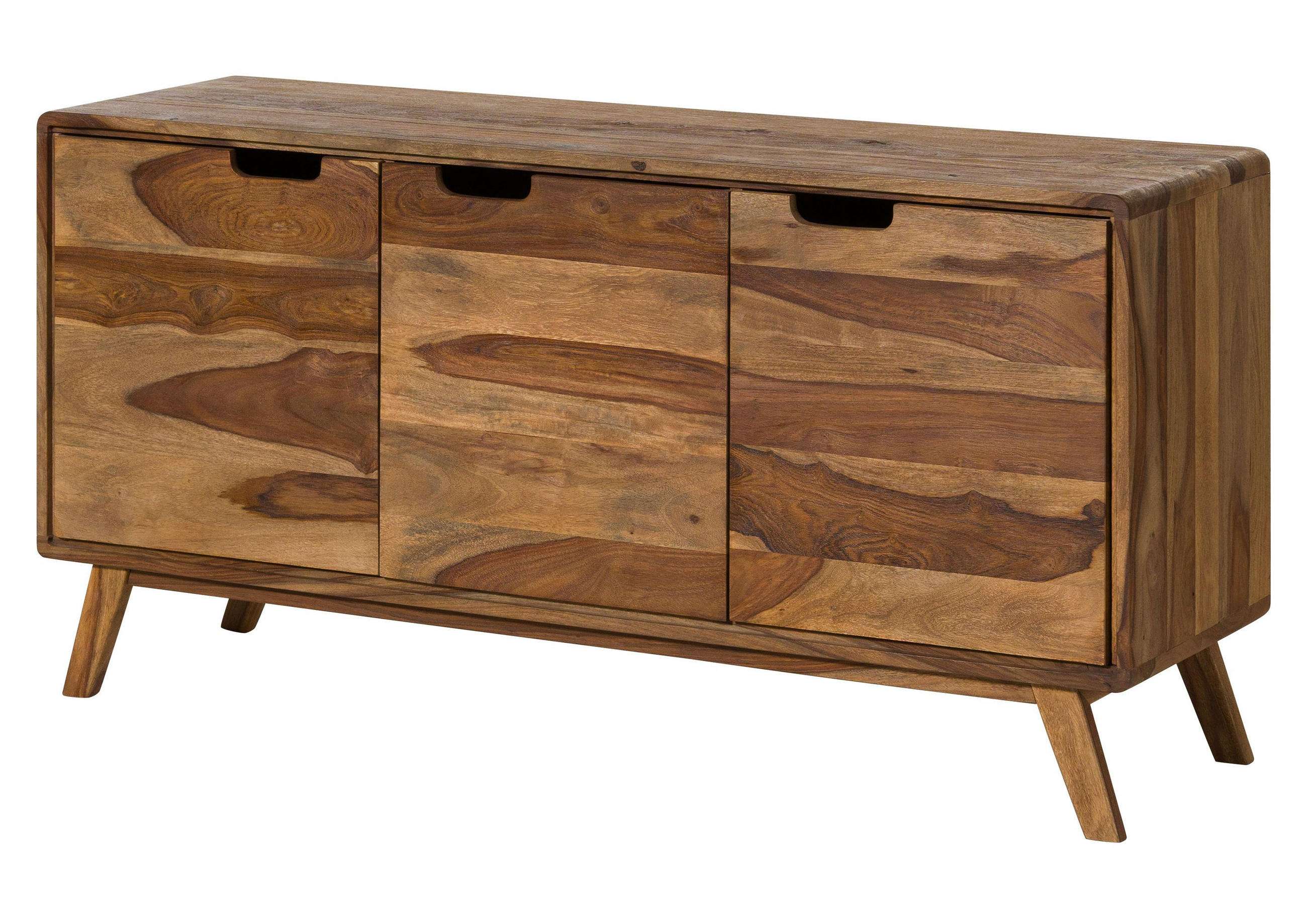 SIDEBOARD Sheesham 134x40x65 natur sandgestrahlt lackiert MALMÖ 2 #206 - Braun, Holz (134/65/40cm) - Massivmoebel24