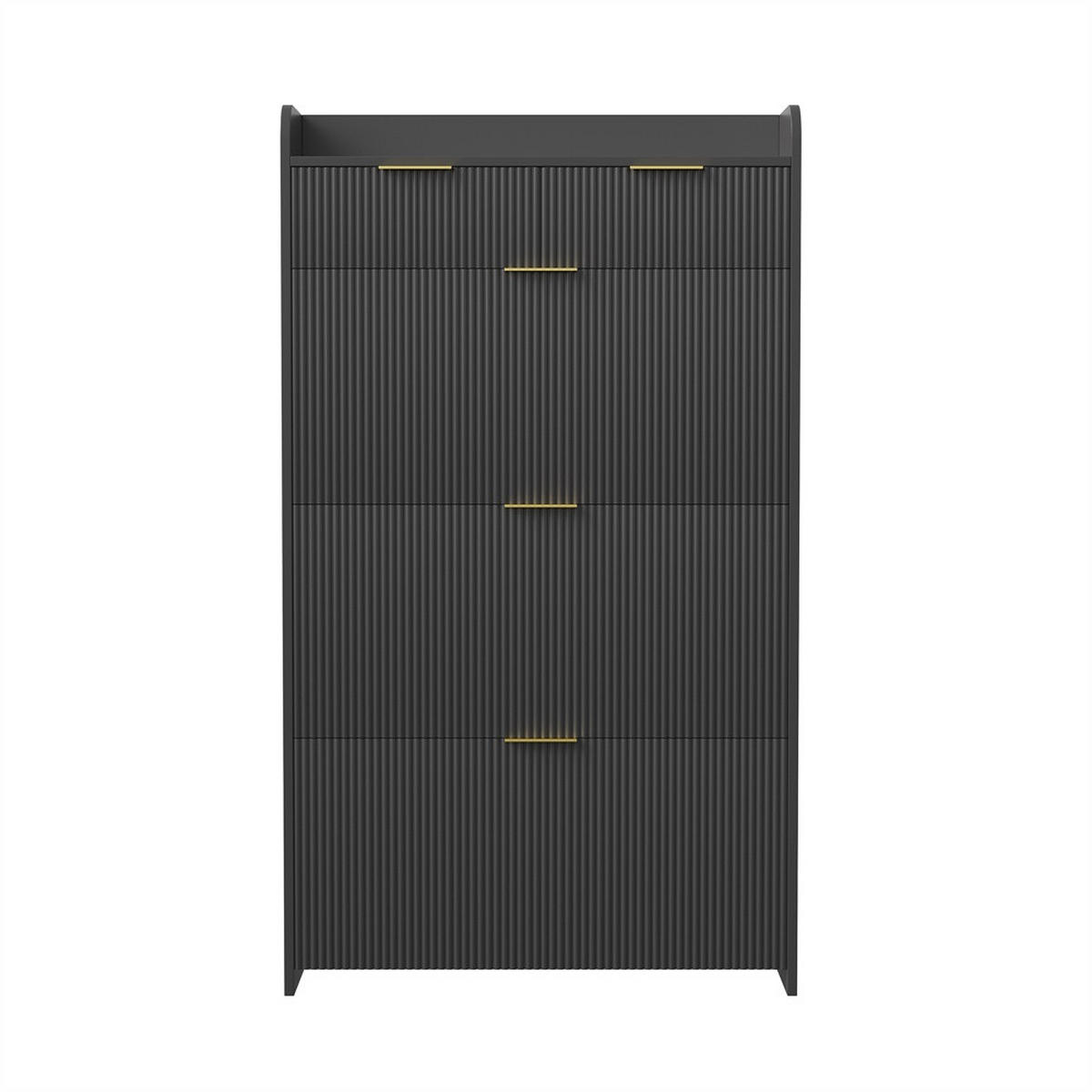 SCHUHSCHRANK im modernen Design - Kompakter Kipp-Schuhkipper mit Schubladen & 3 Klappen - Schwarz - Schwarz, Holzwerkstoff (24.2/133.5/77.1cm) - DELFA