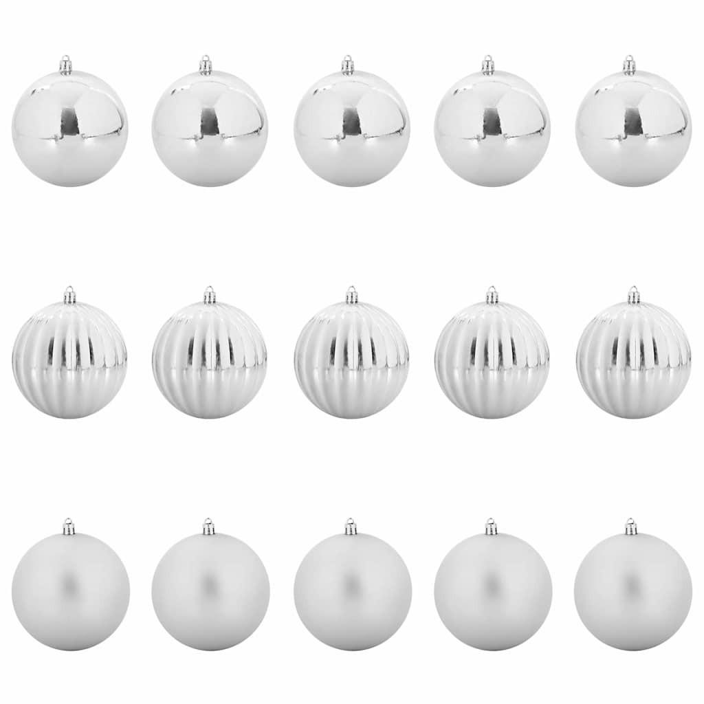 WEIHNACHTSKUGELSET XL 15 -teilig 10/10/10 cm Silber Kunststoff - Silberfarben, Kunststoff (10/10/10cm) - vidaXL