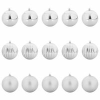 WEIHNACHTSKUGELSET XL 15 -teilig 10/10/10 cm Silber Kunststoff - Silberfarben, Kunststoff (10/10/10cm) - vidaXL