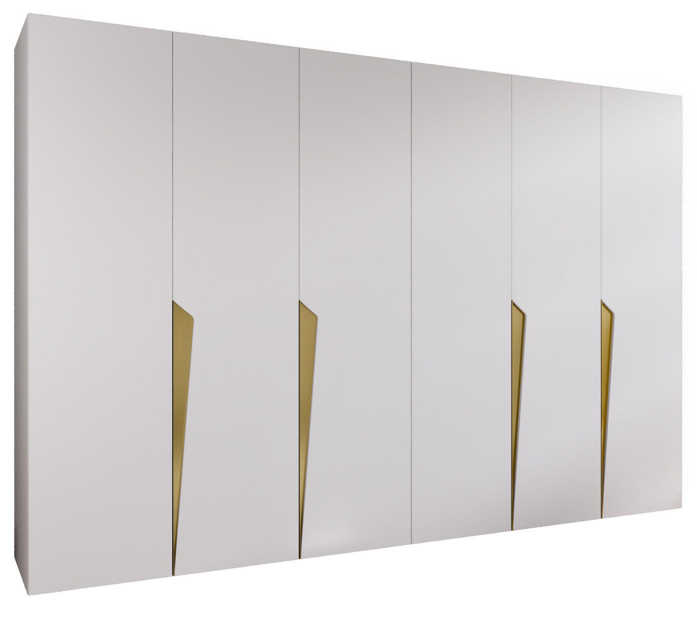 Abiks Möbel Drehtürenschrank Weiß, Gold 300x202x52 cm