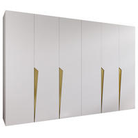 DREHTÜRENSCHRANK 202/300/52 6-türig - Goldfarben/Weiß, Holz/Metall (300/202/52cm) - Abiks Möbel