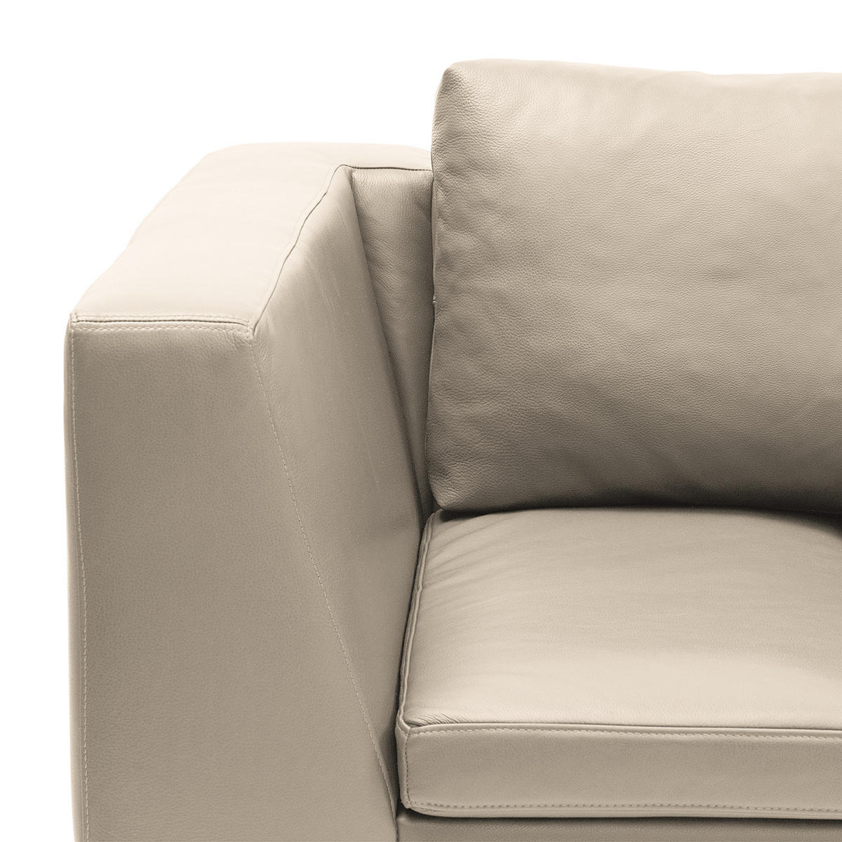 2-SITZER - Chromfarben/Creme, Leder/Metall (174/81/105cm) - home24