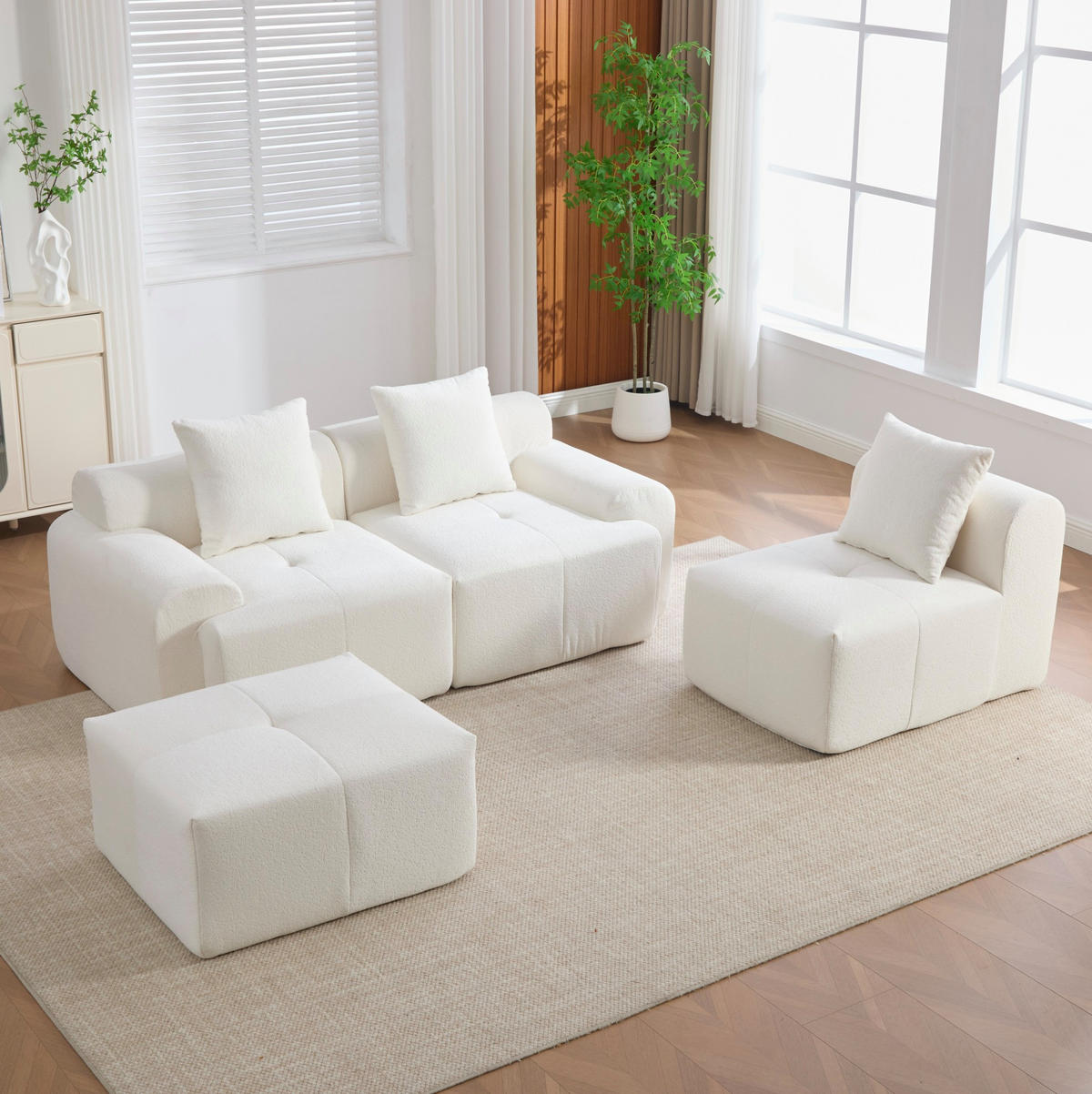 ECKSOFA 268/102/78 cm Beige aus Kordstoff modular ohne Montage - Beige, Textil (100/97cm) - OKWISH