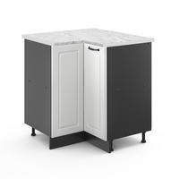 ECKUNTERSCHRANK R-Line Weiß Landhaus 75.6 cm, AP Marmor - Anthrazit/Weiß, Holzwerkstoff (75.6/81.6/60cm) - Vicco