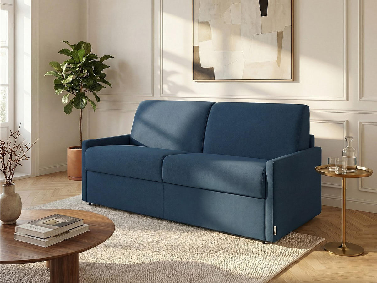 SCHLAFSOFA - 4 Personen - Stoff - Marineblau - - Dunkelblau, Textil (190/99/223cm) - Vente-Unique