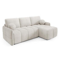 ECKSOFA MONO, Eckcouch in L-Form mit Schlaffunktion und Bettkasten, Farbe: Creme, Velourstoff, Ottomane Rechts - Creme, Textil (220/145cm) - Sepro Meble
