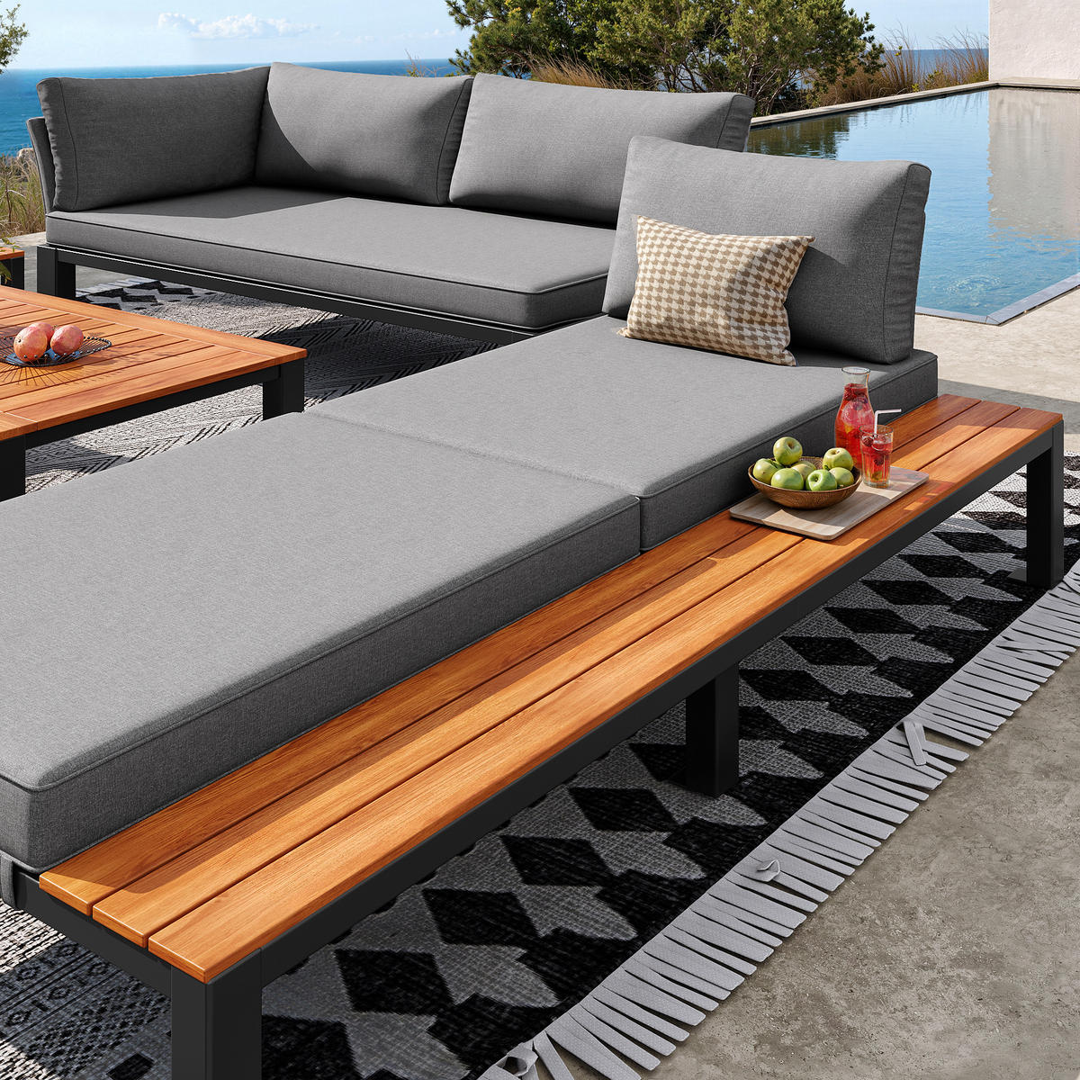 LOUNGEGARNITUR Modular 6-tlg. Grau - Grau, Metall - ComfortXL