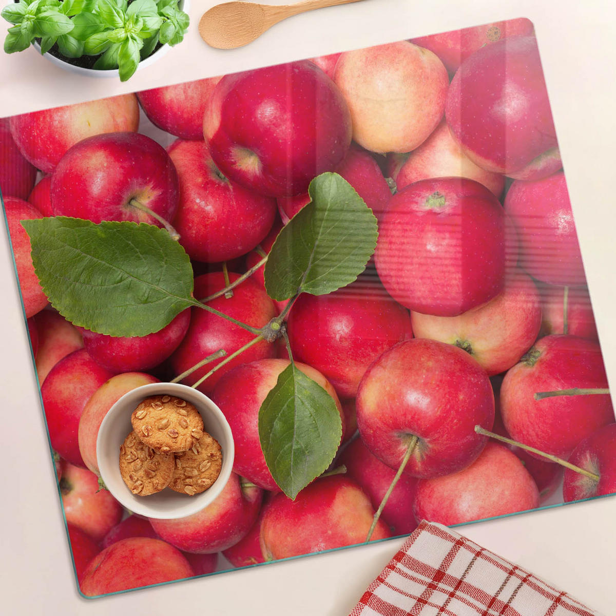 GLASPLATTE 60x52 cm Rote Äpfel - Rot, Glas (60/0.4/52cm) - TULUP