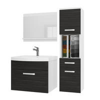 BADMÖBEL Badezimmer SET PRI M3, Ebenholz Matt, 90 cm - Schwarz, Holz (38.7/113.5/90cm) - B BELINI GROUP