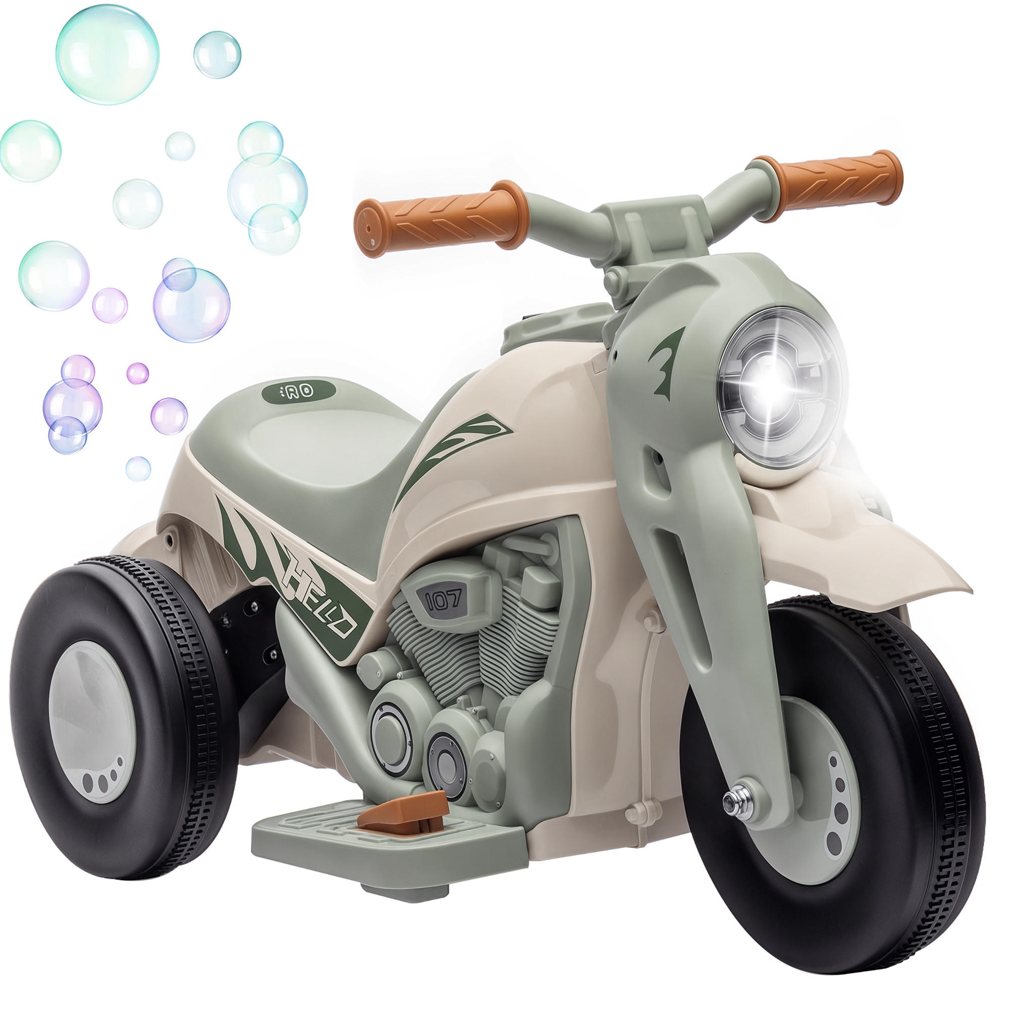 ELEKTRO-MOTORRAD DE-06203 6V mit Musik und Blasen Rot - Creme, Kunststoff/Metall (80/36/43.5cm) - ComfortXL