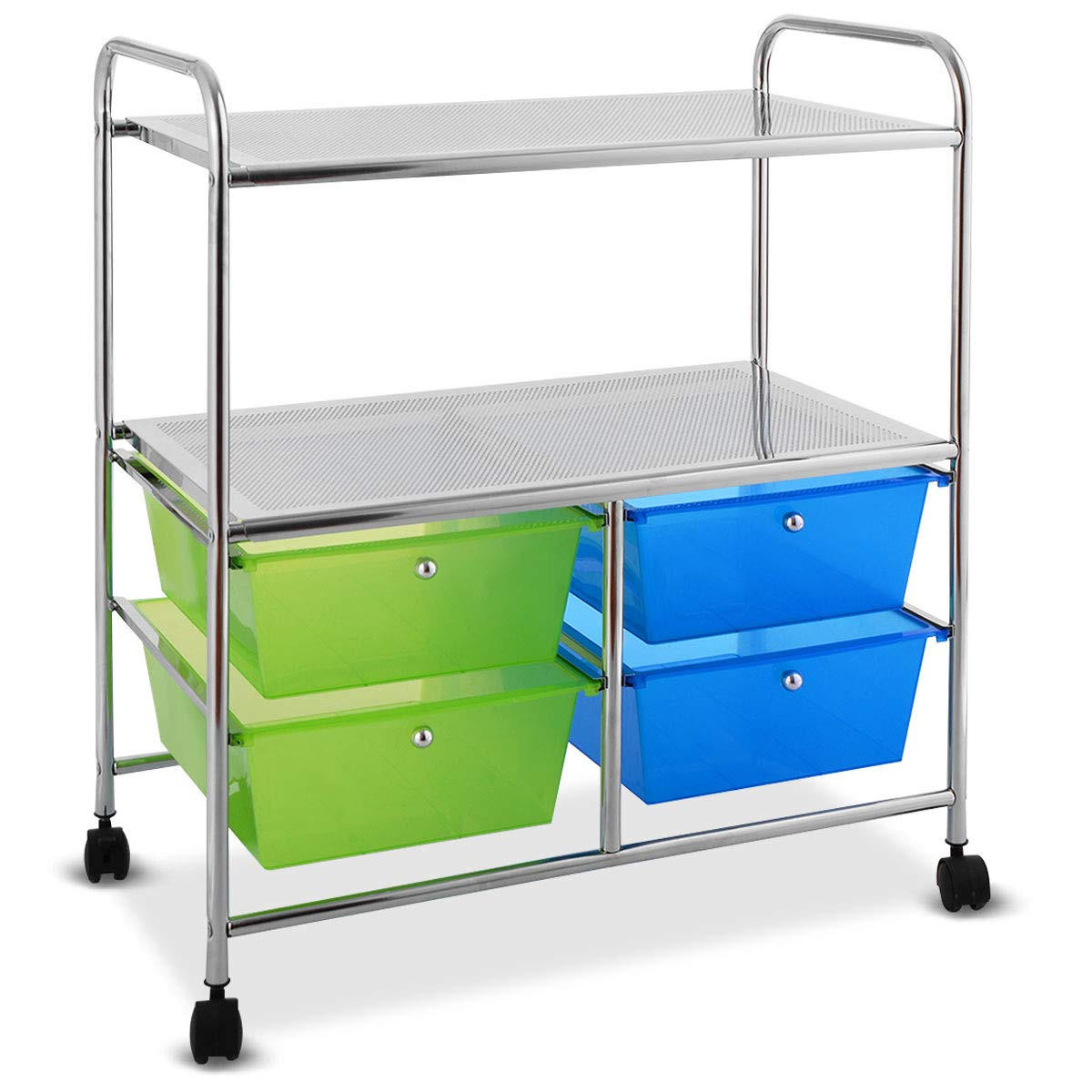 STORAGE TROLLEY Blau - Blau, Kunststoff (74.5/23/43cm) - COSTWAY