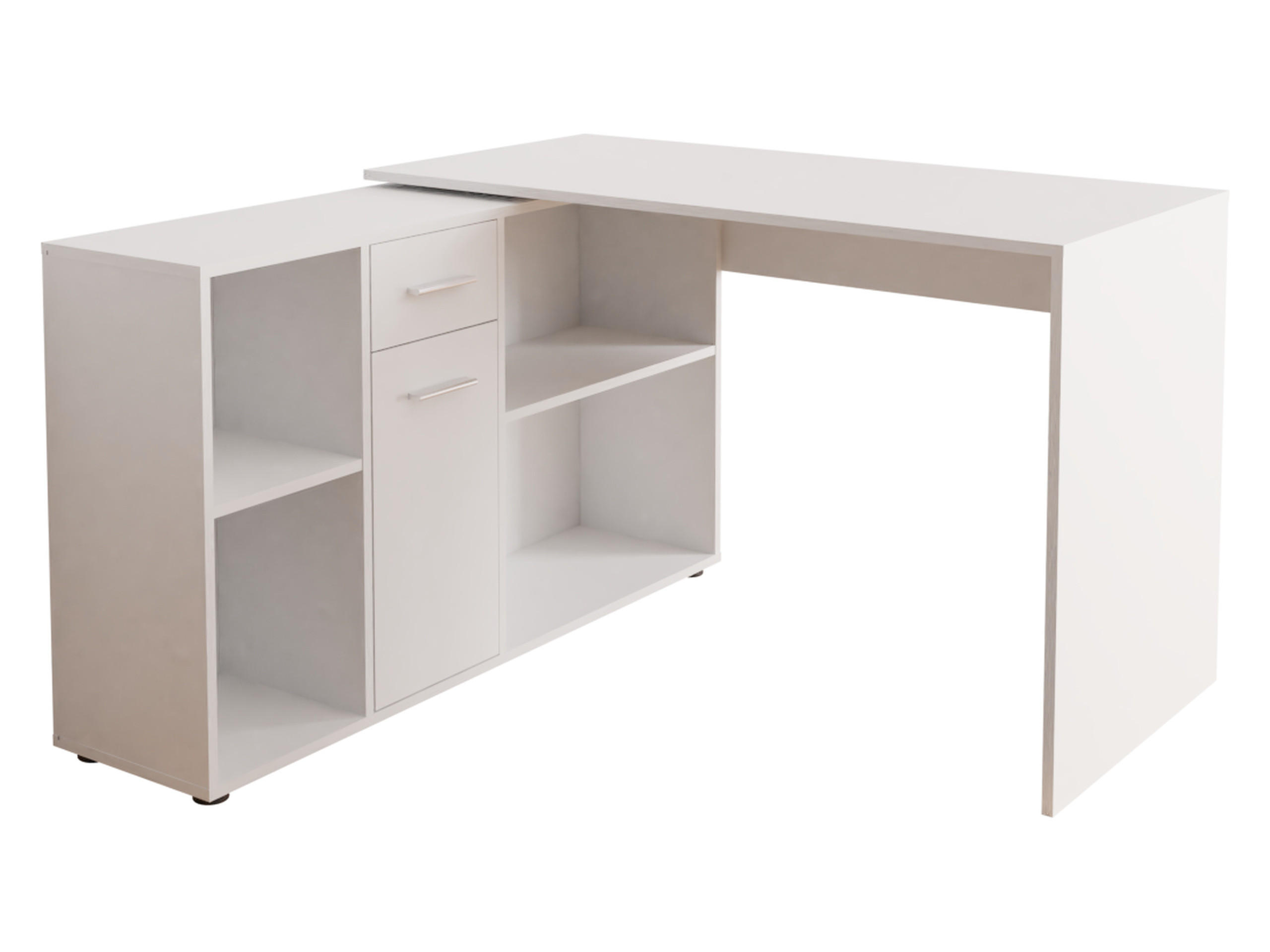 ECKSCHREIBTISCH Armando - Silberfarben/Weiß, Holzwerkstoff/Kunststoff (122/120/75cm) - MIRJAN24