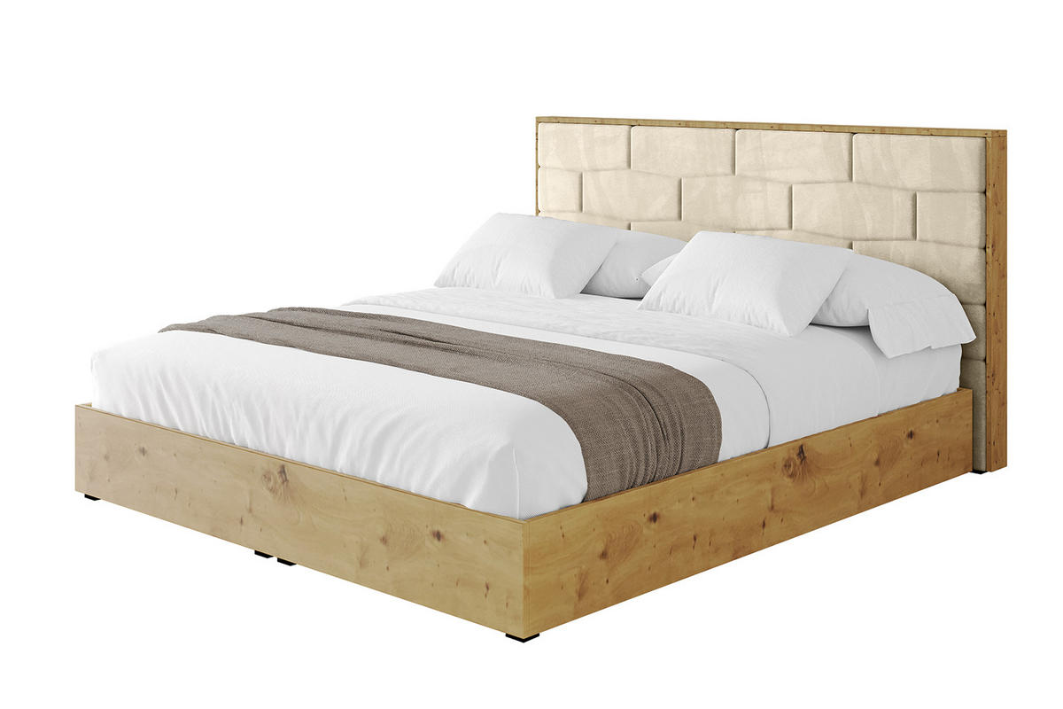 POLSTERBETT mit Bettkasten und Lattenrost, Boxbett ohne Matratze - ENZO8 160x200 Beige - Ecru, Holzwerkstoff/Textil (160/200cm) - ALTDECOR