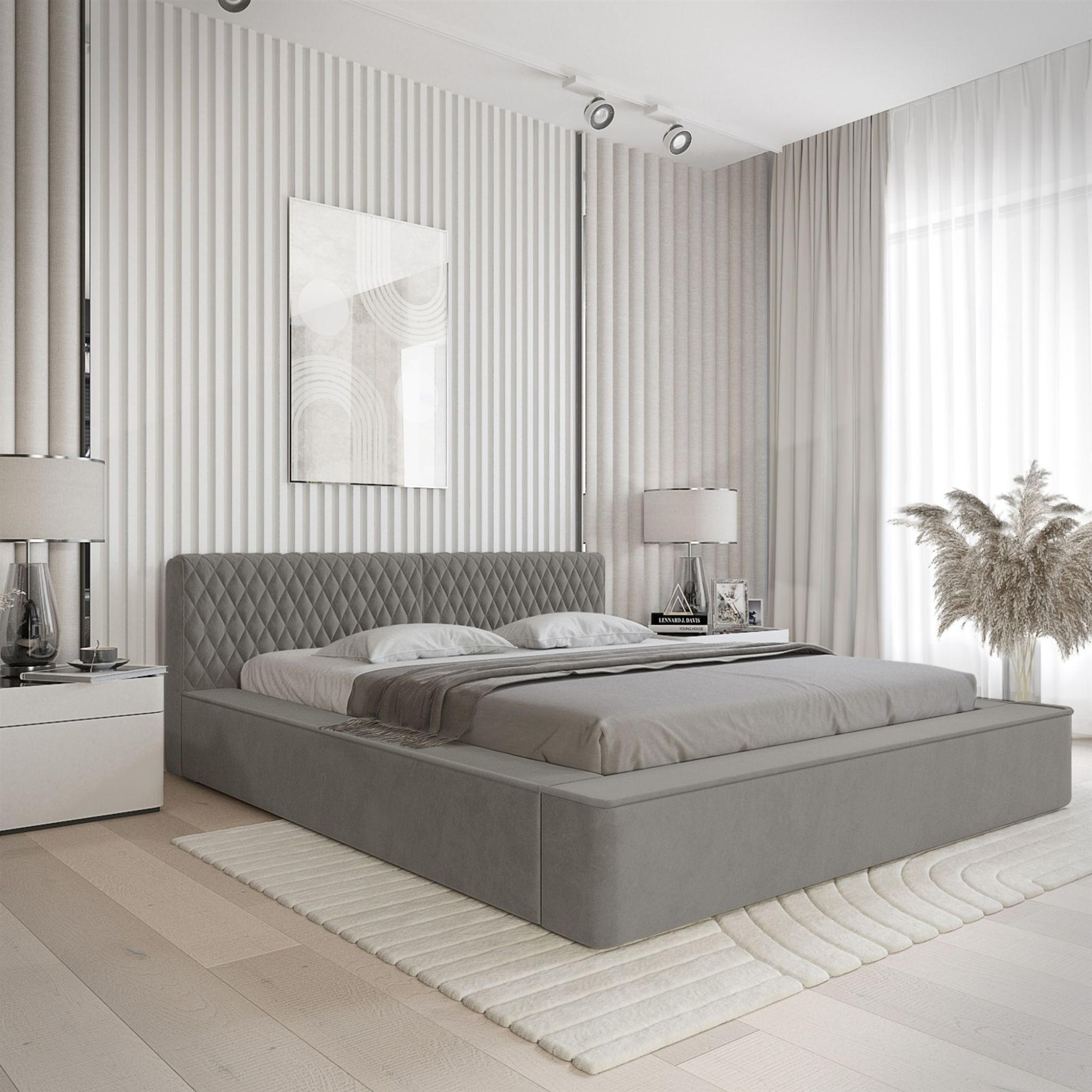 POLSTERBETT Norfolk Stoff Ditra - Grau, Holzwerkstoff/Textil (160/200cm) - Fun Möbel