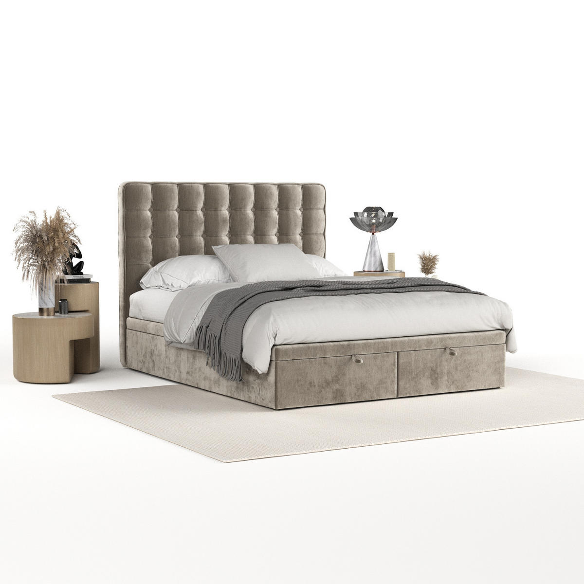 POLSTERBETT Celestia mit Stauraum 140/200 cm Beige im Lotta Stoff - Beige/Schwarz, Holz/Holzwerkstoff (140/200cm) - AltaBeds