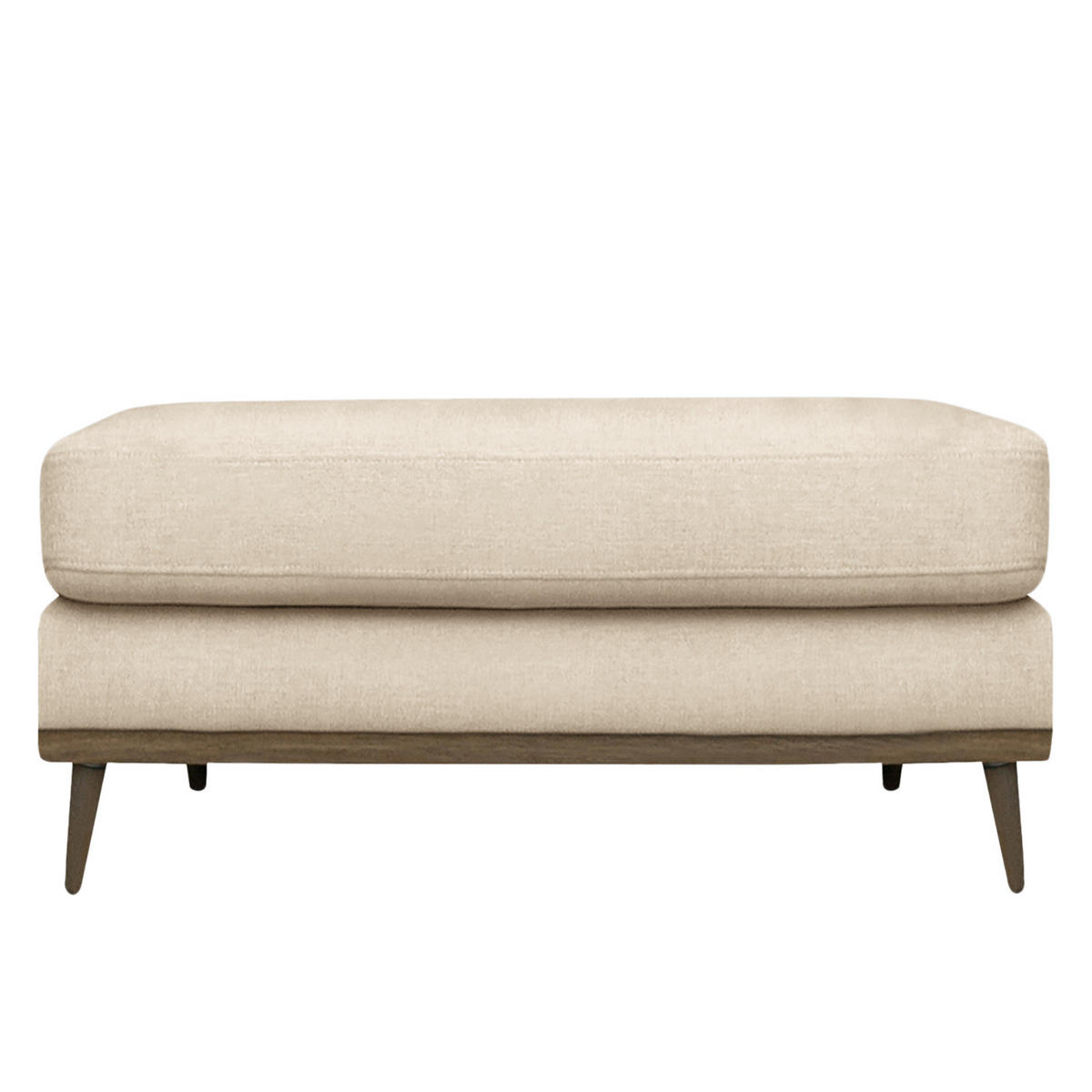 POLSTERHOCKER - Eichefarben/Creme, Eichenholz/Textil (85/43/60cm) - home24