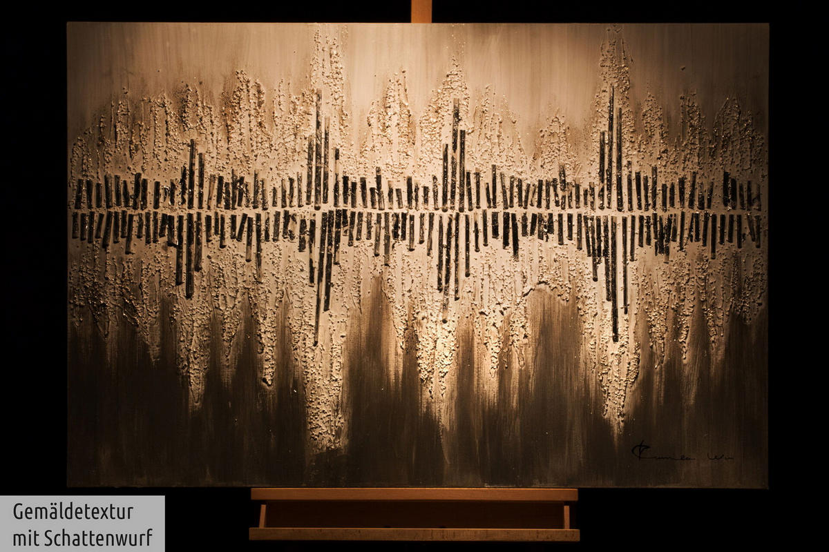 ACRYLBILD HANDGEMALT 90/60 cm - Silberfarben/Grau, Holz/Textil (90/60cm) - KUNSTLOFT