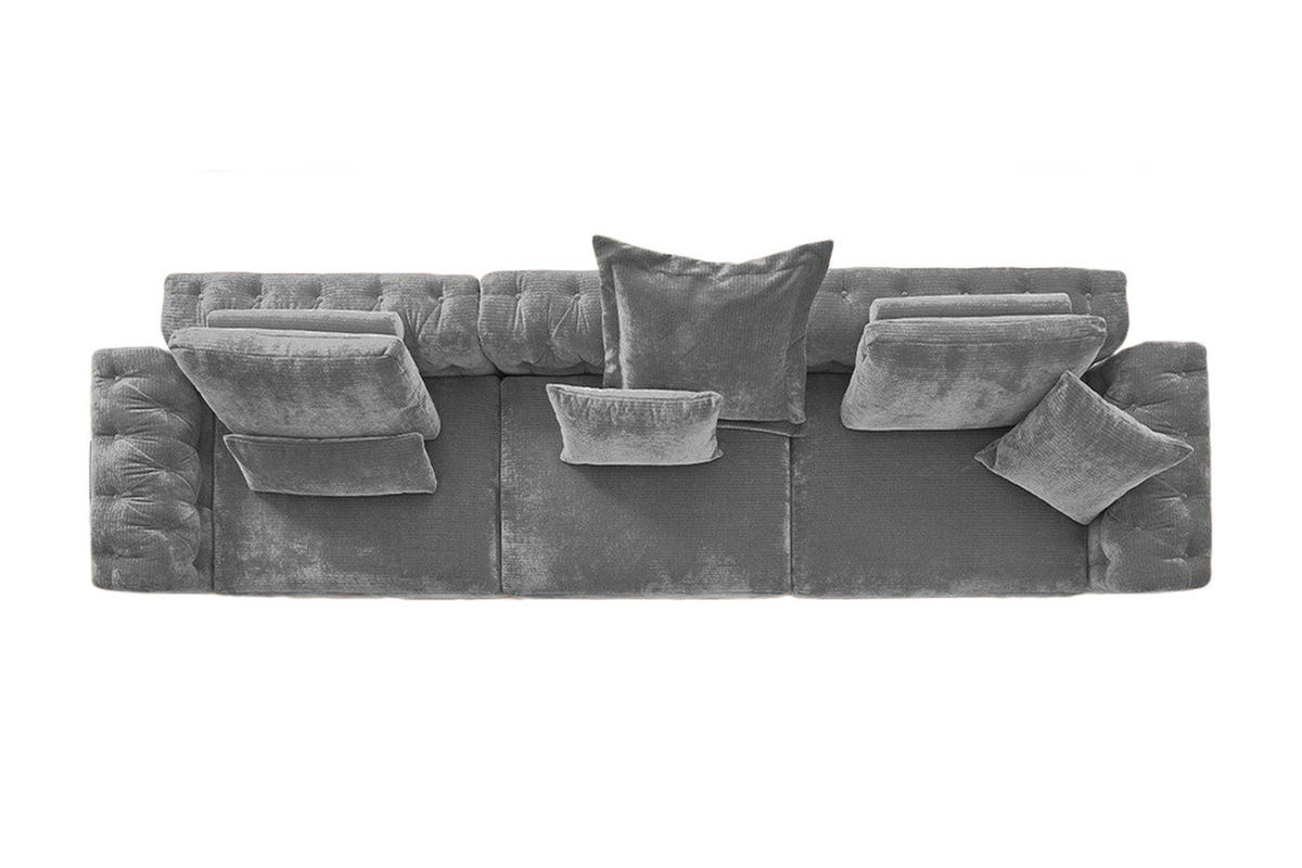 MODULSOFA SEPHI Grau Cord - Schwarz/Grau, Kunststoff/Textil (375/62/109cm) - KAWOLA