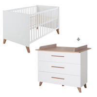 BABYZIMMER-SET Lennie 2-teilig - Eichefarben/Weiß, Eichenholz/Holz (76/82/144cm) - Roba