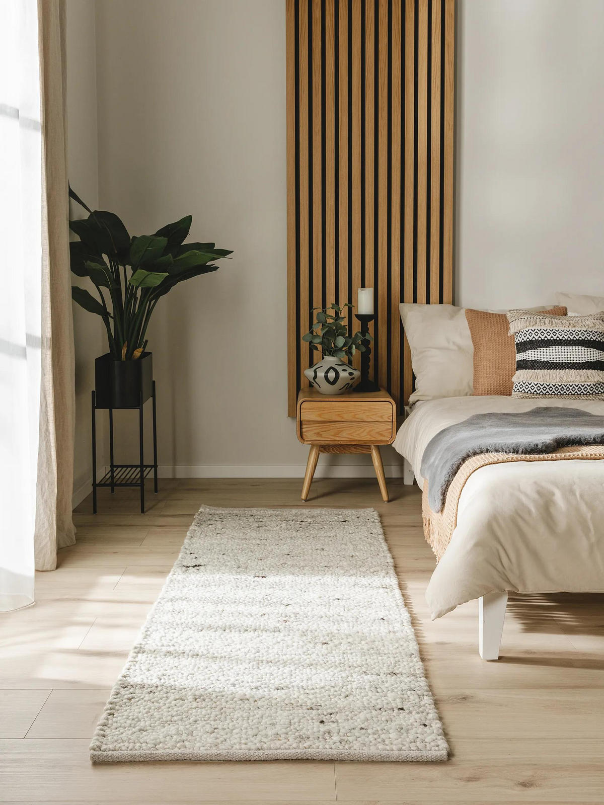 WOLLTEPPICH Finn Ivory Hellgrau 70x200 cm - Creme, Textil (70/200cm) - benuta Pure