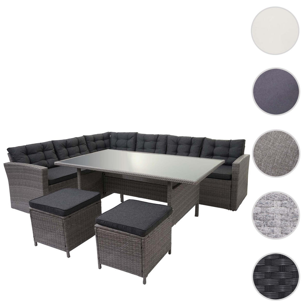 POLY-RATTAN-GARNITUR Grau - Grau, Kunststoff - MCW