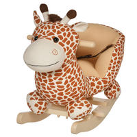 SCHAUKELPFERD DE-18226 Giraffe, Musikfunktion, Sicherheitsgurt Braun-Beige - Braun, Holz (33/45/60cm) - ComfortXL