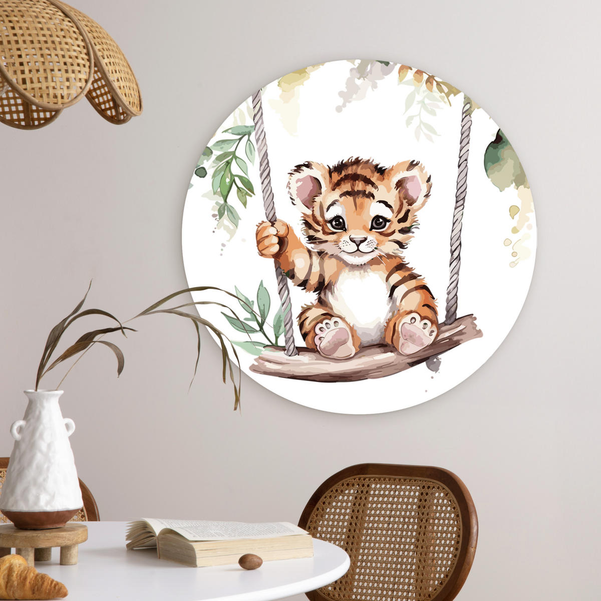 WANDBILD Tiger - Tier - Kinder - Dschungel 60x60 cm - Dunkelorange, Kunststoff (60/60cm) - MuchoWow