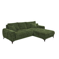 ECKSOFA beidseitig montierbar, Schlaffunktion mit Bettkasten - Schwarz/Grün, Textil/Metall (281/189cm) - ed exciting design