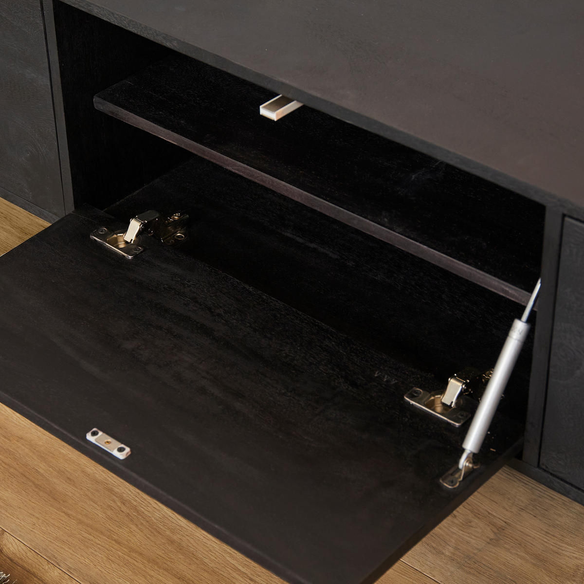 LOWBOARD Quantum Mangoholz 240 cm / 35 cm Schwarz - Schwarz, Holz (240/30/35cm) - Villa Möbel