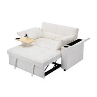SOFA 3-in-1 Schlafsofa 2-Sitzer USB Ausziehbar Daybed Beige - Beige, Textil (140.5/82/74cm) - FLIEKS