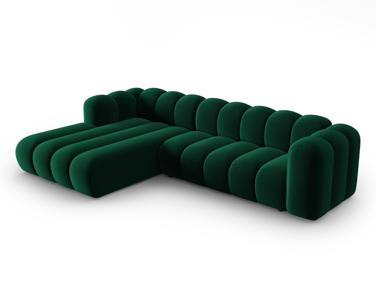 ECKSOFA modular links Lupine aus Samt flaschengrün 4 Sitzplätze - Dunkelgrün, Textil (177/290cm) - Micadoni