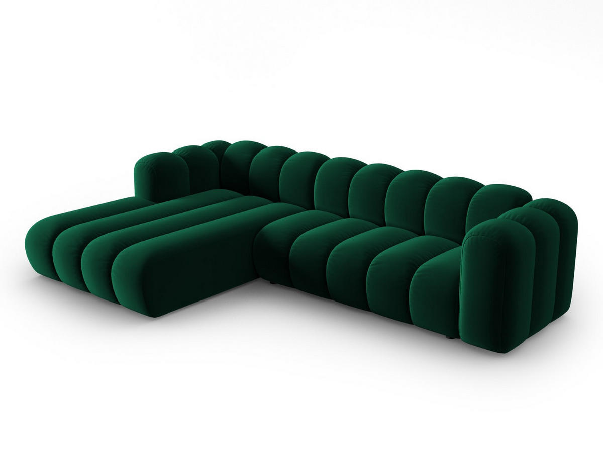 ECKSOFA modular links Lupine aus Samt flaschengrün 4 Sitzplätze - Dunkelgrün, Textil (177/290cm) - Micadoni