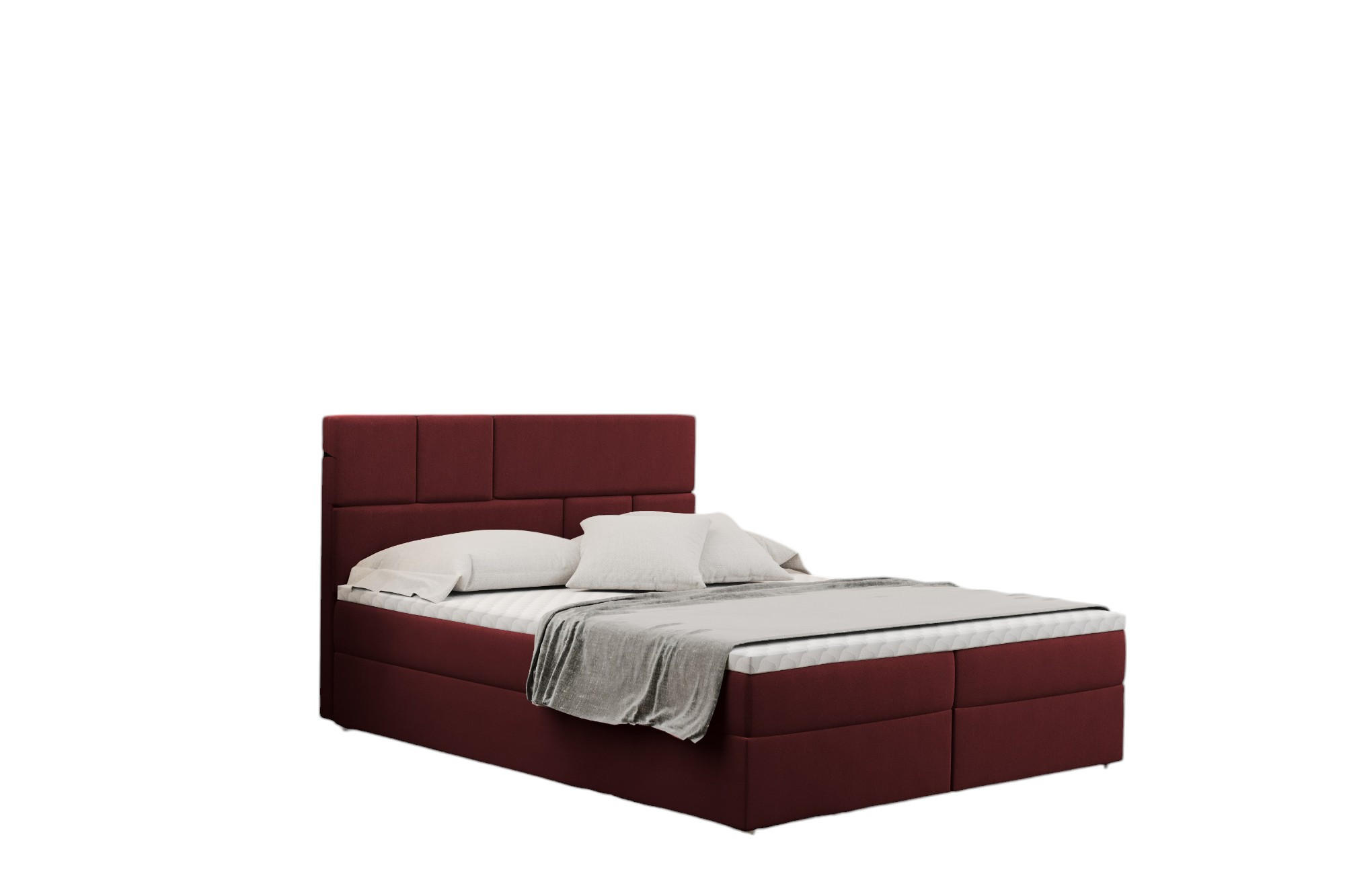 Kaiser Möbel KONTINENTÁLNÍ POSTEL s úložným prostorem a matrací BALI tkanina Mat Velvet Vínová 160x200 cm H3-Bonell
