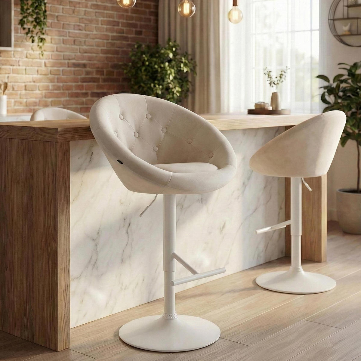 BARHOCKER London 66x65x57 cm Creme - Creme, Textil (65/66/57cm) - furnicato