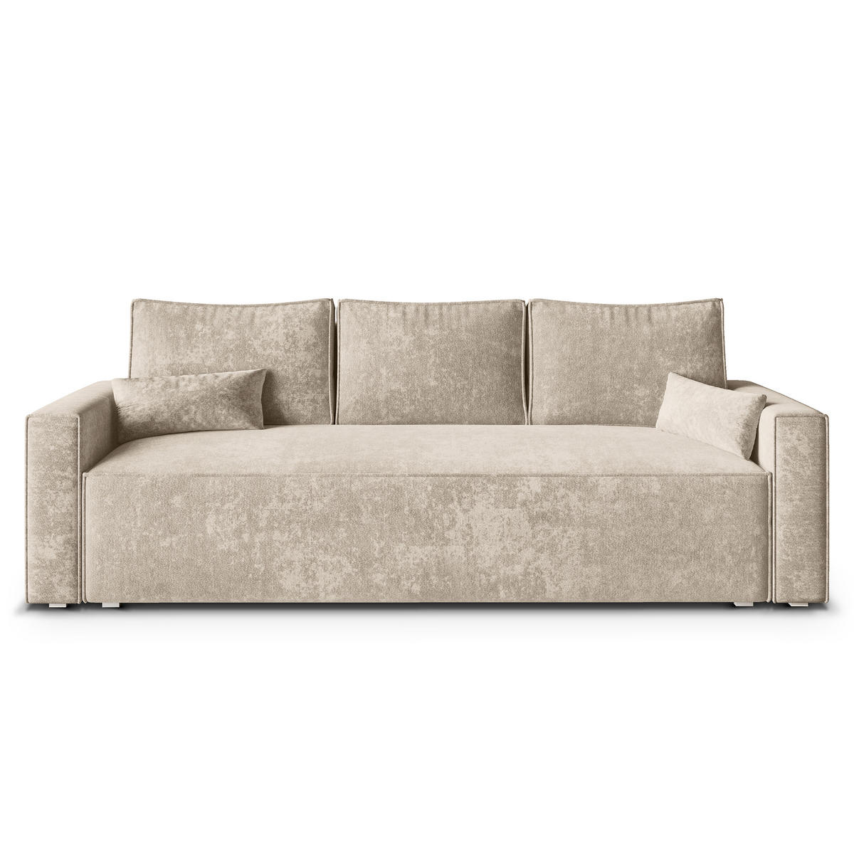 POHOVKA MENI, Ženylová látka LUMO, Krémová - šedá/krémová, kompozitní dřevo/textil (232/85/87cm) - MASSENO