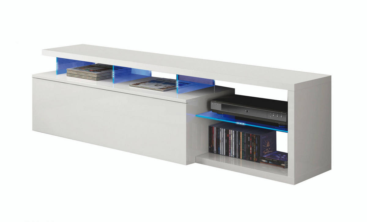 FERNSEHSCHRANK Glänzendes Weiß 41/150/50 cm - Weiß, Holzwerkstoff (150/50/41cm) - DMORA