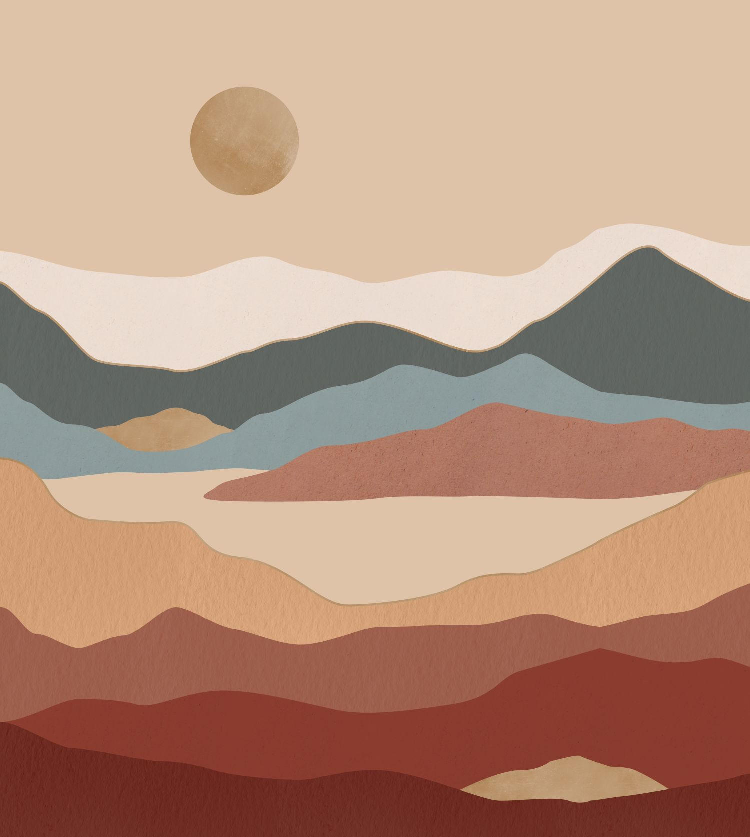 FOTOTAPETE Wüstenlandschaft 250 x 279 cm - Terracotta, Papier (250/279cm) - ESTAhome