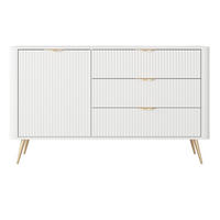 SIDEBOARD Vespasia 1T 3S Beige 138,2/81,2/38 cm – Geriffelte Fronten - Goldfarben/Weiß, Holzwerkstoff/Metall (138.2/81.2/38cm) - AX Living