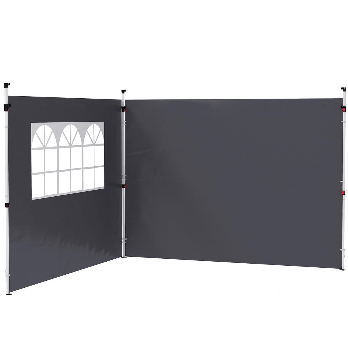 PAVILLON-SEITENWAND, Oxford-Stoff dunkelgrau mit Fenstern - Grau, Textil (10/30/20cm) - Vallsero