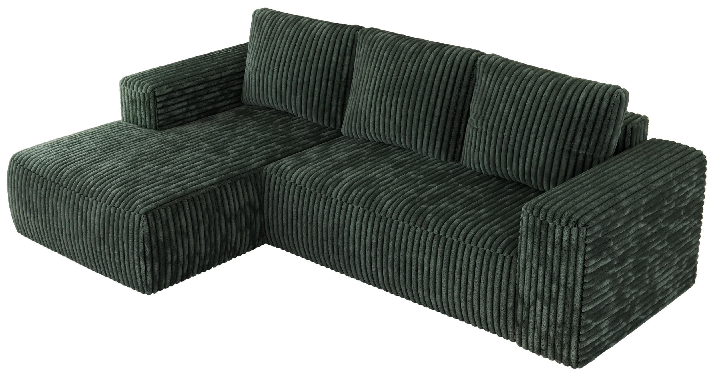 ECKSOFA TRENTINO L Grün Cord - Links - Schwarz/Grün, Textil (266/164cm) - MKS