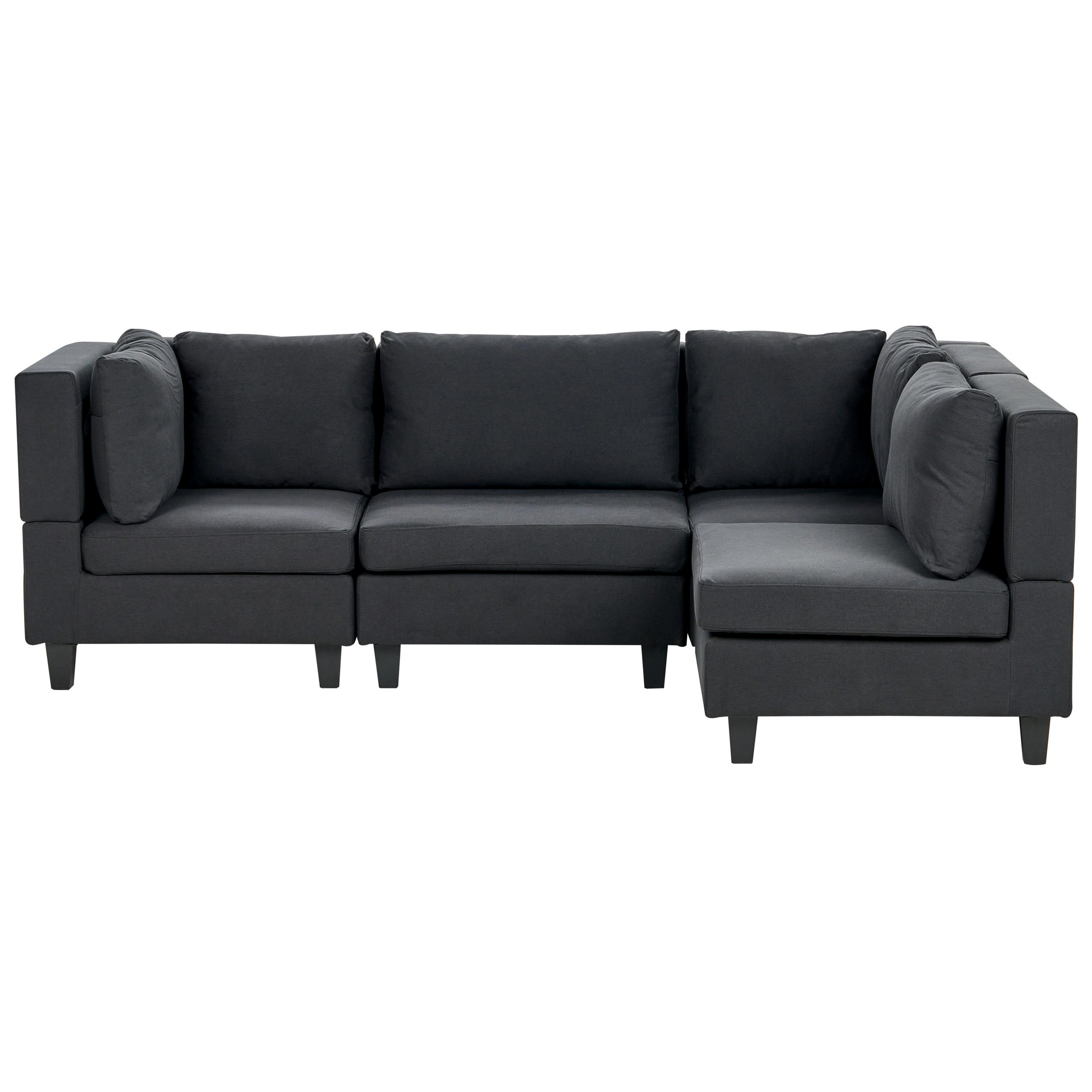 ECKSOFA Modul 4-Sitzer linksseitig Schwarz Stoff Unstad - Schwarz, Textil (228/152cm) - Beliani