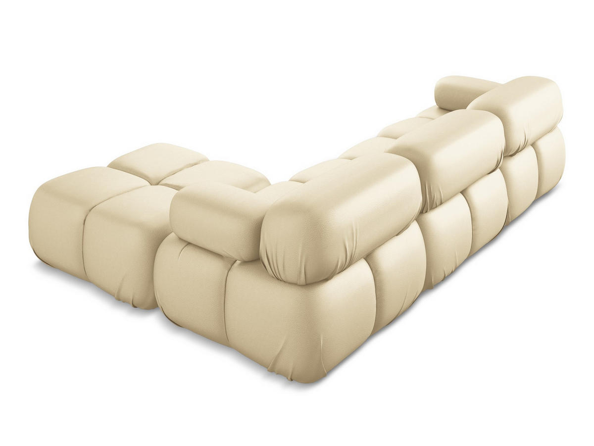 ECKSOFA Beidseitig Kunstleder Beige - Beige/Schwarz, Leder/Kunststoff (285/191cm) - Makamii