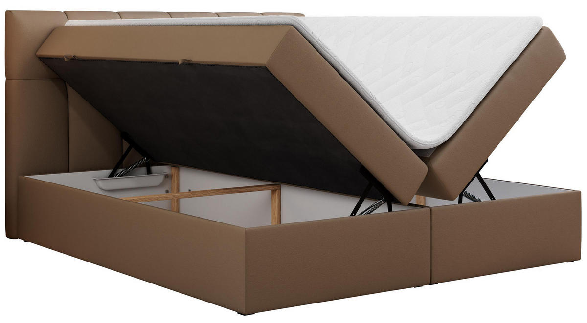BOXBETT RICO 200/200 Braun Kunstleder - H4 - Braun, Holz/Textil (200/200cm) - MKS