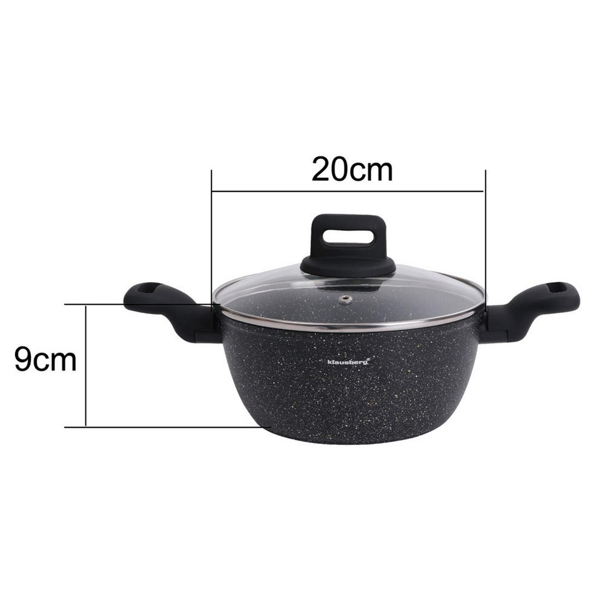 TOPF Schwarz 20/20/9 cm KB7670 - Schwarz, Glas (20cm) - Klausberg 