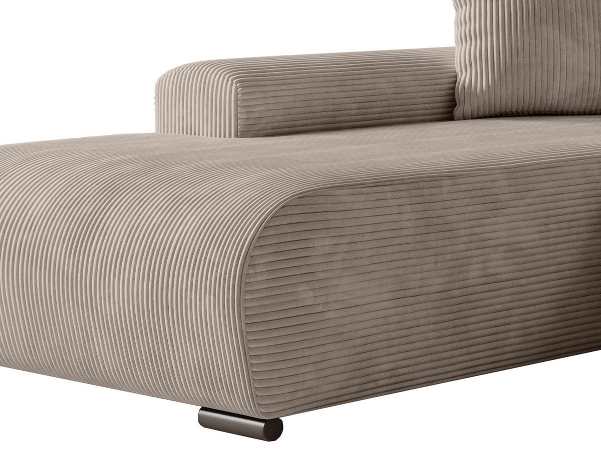 ECKSOFA Nelly mit Bettkasten und Schlaffunktion, Cordstoff in L-Form - Beige, Textil (270/185cm)