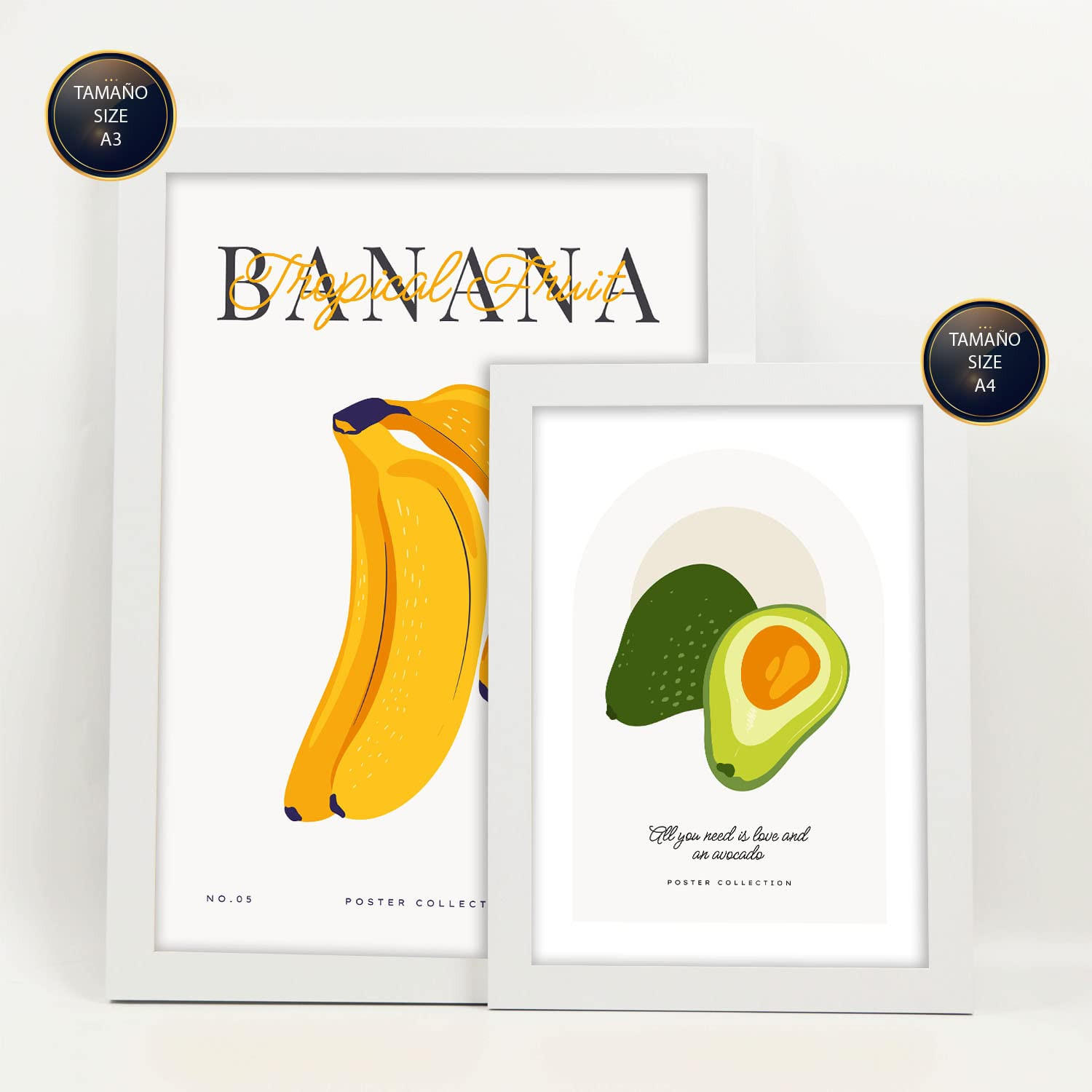 POSTER Set Mit 6 Lebensmittel Und Ernährungs Sommerfrüchte Natur Und Ernährungs Für Innenarchitektur A3 & A4 Weißer Rahmen - Weiß, Papier (29/3cm) - Nacnic